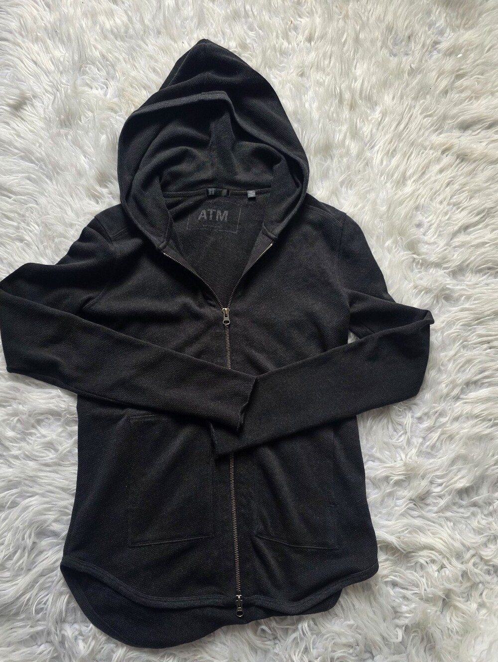 ATM Anthony Thomas Melillo Black Zip-Up Hoodie